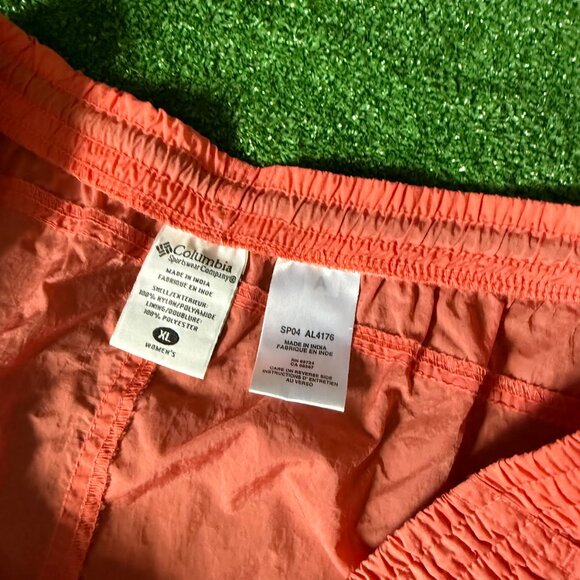 Columbia Elastic Waist Drawstring Lightweight Orange Cargo Pocket Shorts Size XL - Picture 8 of 13